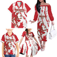 Diablos Rojos 2025 Baseball Custom Family Matching Off The Shoulder Long Sleeve Dress and Hawaiian Shirt Come On Mexico