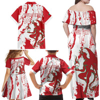 Diablos Rojos 2025 Baseball Custom Family Matching Off Shoulder Maxi Dress and Hawaiian Shirt Come On Mexico