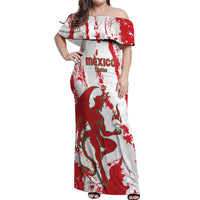 Diablos Rojos 2025 Baseball Custom Off Shoulder Maxi Dress Come On Mexico