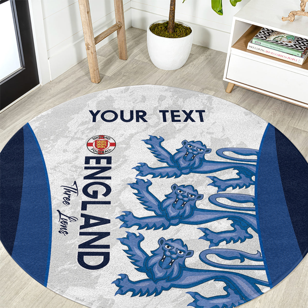 Custom England Football Round Carpet 2024 Go Champions Three Lions