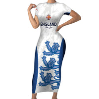 Custom England Football Short Sleeve Bodycon Dress 2024 Go Champions Three Lions - Wonder Print Shop