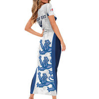 Custom England Football Short Sleeve Bodycon Dress 2024 Go Champions Three Lions - Wonder Print Shop