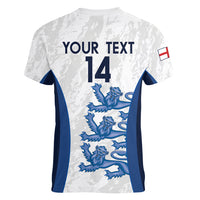 Custom England Football Women V-Neck T-Shirt 2024 Go Champions Three Lions - Wonder Print Shop