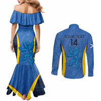 Custom Scotland Football Couples Matching Mermaid Dress and Long Sleeve Button Shirt 2024 Go Champions Scottish