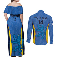 Custom Scotland Football Couples Matching Off Shoulder Maxi Dress and Long Sleeve Button Shirt 2024 Go Champions Scottish - Wonder Print Shop