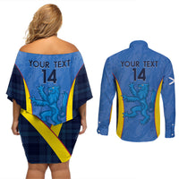 Custom Scotland Football Couples Matching Off Shoulder Short Dress and Long Sleeve Button Shirt 2024 Go Champions Scottish - Wonder Print Shop