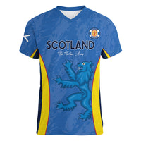 Custom Scotland Football Women V-Neck T-Shirt 2024 Go Champions Scottish - Wonder Print Shop