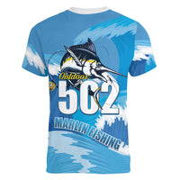 Blue Marlin Fishing Guatemala Women V-Neck T-Shirt Makaira Nigricans 502 Outdoor Hobby