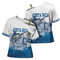 Blue Marlin Fishing Costa Rica Cross Shoulder Shirt Makaira Nigricans Deep Sea Fishing