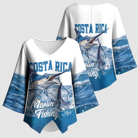 Blue Marlin Fishing Costa Rica Kimono Sleeve Blouse Makaira Nigricans Deep Sea Fishing