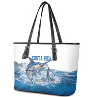 Blue Marlin Fishing Costa Rica Leather Tote Bag Makaira Nigricans Deep Sea Fishing