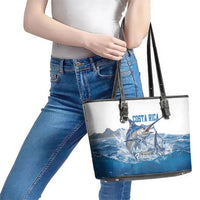 Blue Marlin Fishing Costa Rica Leather Tote Bag Makaira Nigricans Deep Sea Fishing