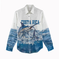 Blue Marlin Fishing Costa Rica Women Casual Shirt Makaira Nigricans Deep Sea Fishing