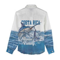 Blue Marlin Fishing Costa Rica Women Casual Shirt Makaira Nigricans Deep Sea Fishing