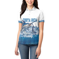 Blue Marlin Fishing Costa Rica Women Polo Shirt Makaira Nigricans Deep Sea Fishing