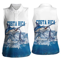 Blue Marlin Fishing Costa Rica Women Sleeveless Polo Shirt Makaira Nigricans Deep Sea Fishing