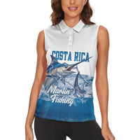 Blue Marlin Fishing Costa Rica Women Sleeveless Polo Shirt Makaira Nigricans Deep Sea Fishing