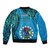 13 March Penrhyn Island Gospel Day Bomber Jacket Cook Islands Tribal Pattern - Wonder Print Shop