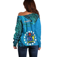 13 March Penrhyn Island Gospel Day Off Shoulder Sweater Cook Islands Tribal Pattern - Wonder Print Shop