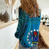 13 March Penrhyn Island Gospel Day Women Casual Shirt Cook Islands Tribal Pattern - Wonder Print Shop