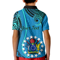 Personalised 13 March Penrhyn Island Gospel Day Kid Polo Shirt Cook Islands Tribal Pattern - Wonder Print Shop