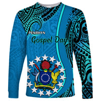 Personalised 13 March Penrhyn Island Gospel Day Long Sleeve Shirt Cook Islands Tribal Pattern - Wonder Print Shop