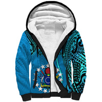 Personalised 13 March Penrhyn Island Gospel Day Sherpa Hoodie Cook Islands Tribal Pattern - Wonder Print Shop
