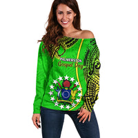 25 May Palmerston Island Gospel Day Off Shoulder Sweater Cook Islands Tribal Pattern - Wonder Print Shop