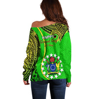 25 May Palmerston Island Gospel Day Off Shoulder Sweater Cook Islands Tribal Pattern - Wonder Print Shop
