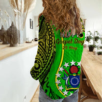 25 May Palmerston Island Gospel Day Women Casual Shirt Cook Islands Tribal Pattern - Wonder Print Shop