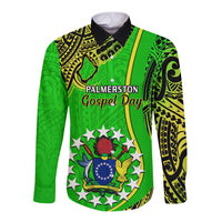 Personalised 25 May Palmerston Island Gospel Day Long Sleeve Button Shirt Cook Islands Tribal Pattern - Wonder Print Shop