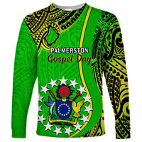 Personalised 25 May Palmerston Island Gospel Day Long Sleeve Shirt Cook Islands Tribal Pattern - Wonder Print Shop