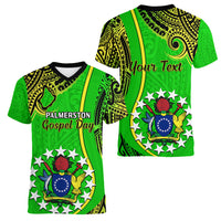 Personalised 25 May Palmerston Island Gospel Day Women V Neck T Shirt Cook Islands Tribal Pattern - Wonder Print Shop