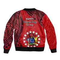 20 July Atiu Island Gospel Day Sleeve Zip Bomber Jacket Cook Islands Tribal Pattern - Wonder Print Shop