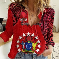 20 July Atiu Island Gospel Day Women Casual Shirt Cook Islands Tribal Pattern - Wonder Print Shop