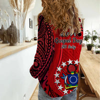20 July Atiu Island Gospel Day Women Casual Shirt Cook Islands Tribal Pattern - Wonder Print Shop