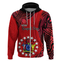 Personalised 20 July Atiu Island Gospel Day Hoodie Cook Islands Tribal Pattern - Wonder Print Shop