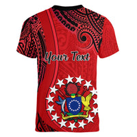 Personalised 20 July Atiu Island Gospel Day Women V Neck T Shirt Cook Islands Tribal Pattern - Wonder Print Shop