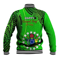 25 July Rarotonga Island Gospel Day Baseball Jacket Cook Islands Tribal Pattern - Wonder Print Shop