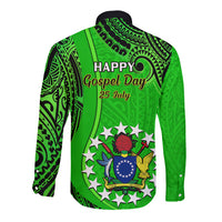 25 July Rarotonga Island Gospel Day Long Sleeve Button Shirt Cook Islands Tribal Pattern - Wonder Print Shop