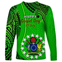 25 July Rarotonga Island Gospel Day Long Sleeve Shirt Cook Islands Tribal Pattern - Wonder Print Shop