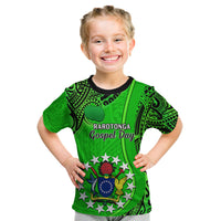 Personalised 25 July Rarotonga Island Gospel Day Kid T Shirt Cook Islands Tribal Pattern - Wonder Print Shop