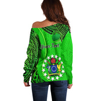 Personalised 25 July Rarotonga Island Gospel Day Off Shoulder Sweater Cook Islands Tribal Pattern - Wonder Print Shop