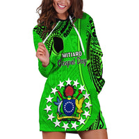 Personalised 21 July Mitiaro Island Gospel Day Hoodie Dress Cook Islands Tribal Pattern - Wonder Print Shop
