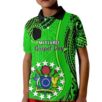 Personalised 21 July Mitiaro Island Gospel Day Kid Polo Shirt Cook Islands Tribal Pattern - Wonder Print Shop