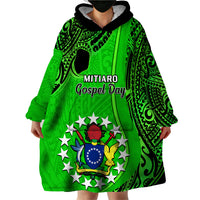 Personalised 21 July Mitiaro Island Gospel Day Wearable Blanket Hoodie Cook Islands Tribal Pattern - Wonder Print Shop