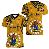 Personalised 8 August Manihiki Island Gospel Day Women V Neck T Shirt Cook Islands Tribal Pattern - Wonder Print Shop