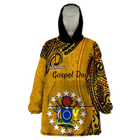 15 August Rakahanga Island Gospel Day Wearable Blanket Hoodie Cook Islands Tribal Pattern - Wonder Print Shop