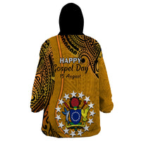 15 August Rakahanga Island Gospel Day Wearable Blanket Hoodie Cook Islands Tribal Pattern - Wonder Print Shop