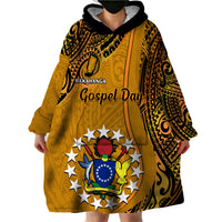 15 August Rakahanga Island Gospel Day Wearable Blanket Hoodie Cook Islands Tribal Pattern - Wonder Print Shop